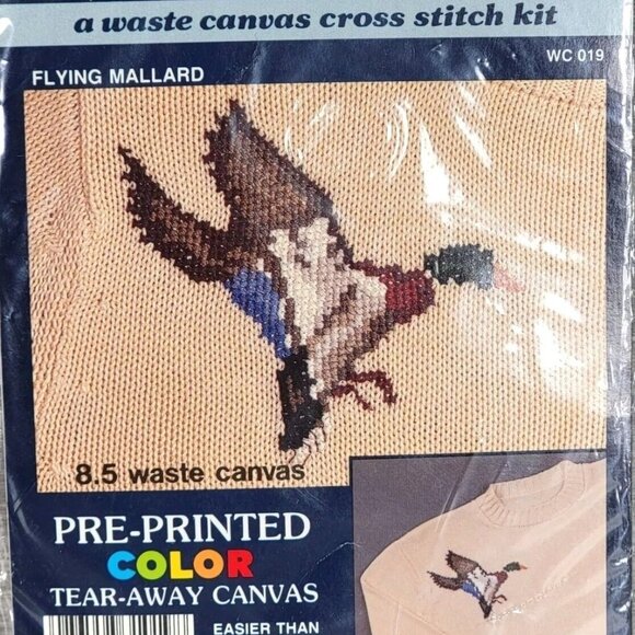 Cross Stitch Kit Dale Burdett Flying Mallard Waste Canvas #WC019 8.5" Pre-Print - Picture 1 of 5